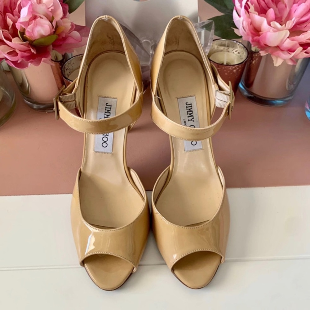 🎉✨💕Host Pick 🎉✨💕Jimmy Choo Peep Toe Patent Leather Heels - Picture 2 of 7